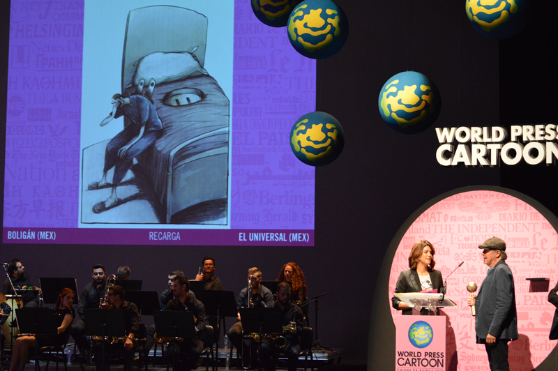 Na categoria Desenho de Humor, o 1.º prémio foi atribuído ao mexicano Boligán, com a obra Reload