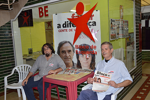 Alexandre Cunha e Paulo Freitas, na sede do Bloco de Esquerda nas Caldas 